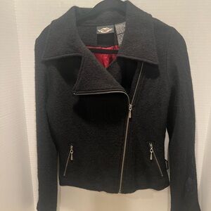New Harley Davidson Women's XS Black Wool Jacket: Embroidered